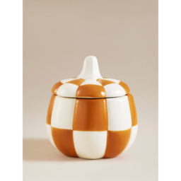 Orange Checkerboard Pumpkin Candle