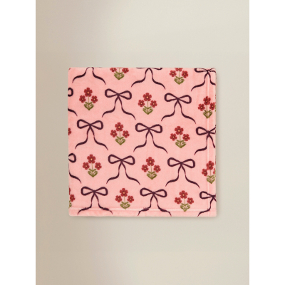 Pink Bow & Floral Print Super-Soft Throw - 120 x 150 cm
