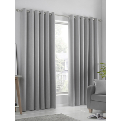 Fusion Strata Thermal Dim-Out Eyelet Curtains in Silver