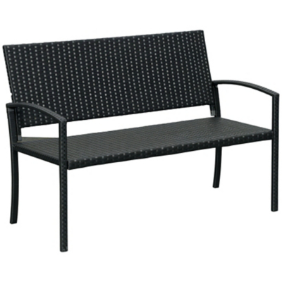 Outsunny Black 2 Seater Rattan Garden Bench