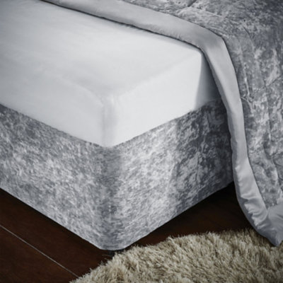 Catherine Lansfield Silver Crushed Velvet Divan Base Wrap