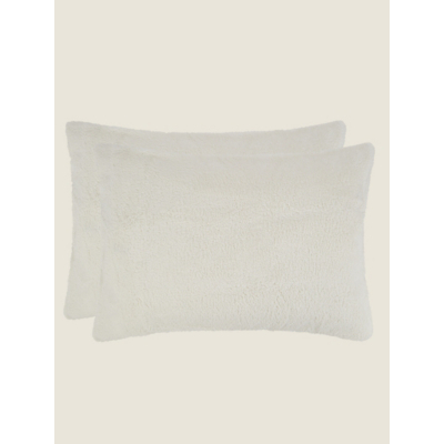 Cream Plain Teddy Pillowcase Pair