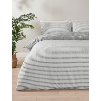Grey Striped Soft Touch Reversible Duvet Set