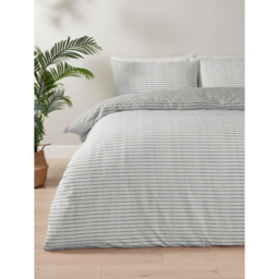 Grey Striped Soft Touch Reversible Duvet Set