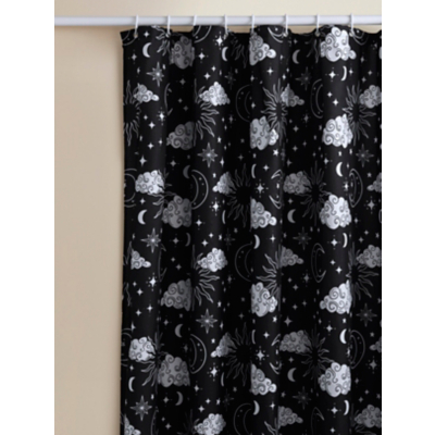 Monochrome Celestial Soft Touch Microfibre Shower Curtain