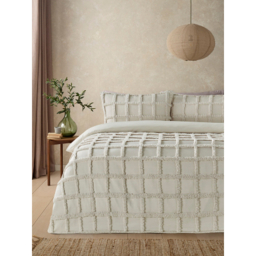 Ivory Tufted Grid Microfibre Duvet Set