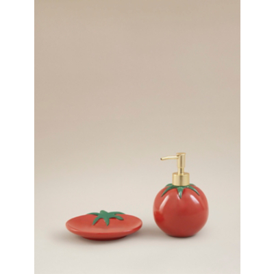 Red Tomato Soap Dispenser & Trinket Dish Set