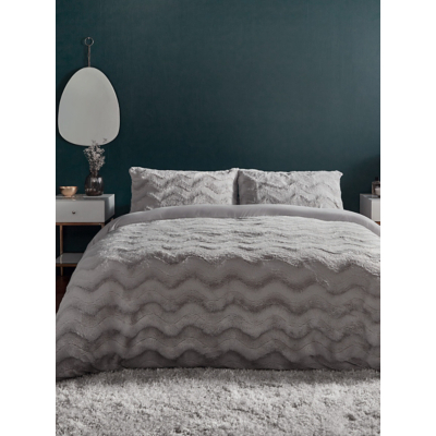 Silentnight Faux Fur Duvet Set Silver