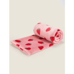 Red Strawberry Fleece Blanket - 150cm x 120cm