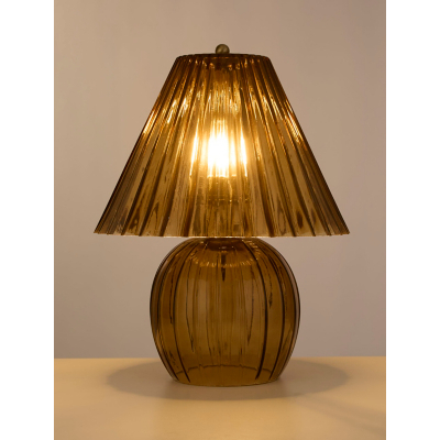 Searchlight Ribbed Amber Glass Table Lamp