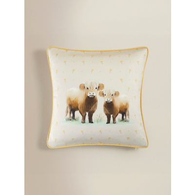 Natural Highland Cow Print Cushion