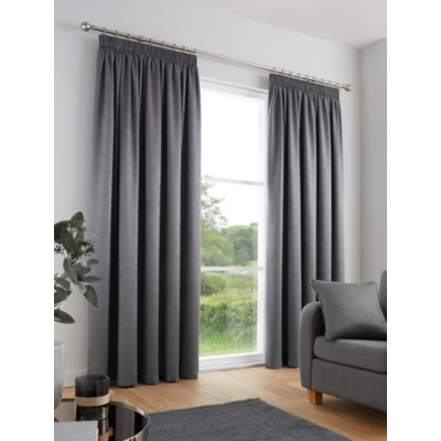 Fusion Galaxy Charcoal Dimout Pencil Pleat Curtains