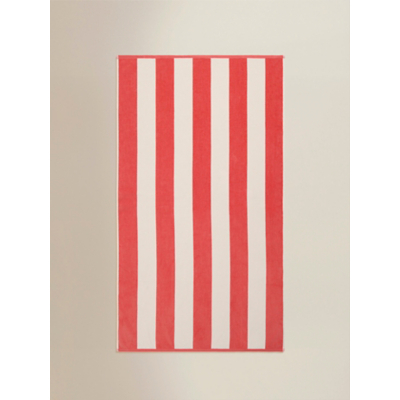 Red Striped Cotton Beach Towel