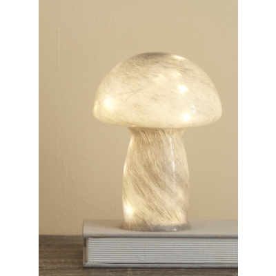 Grey Glass Mushroom Portable Battery Lamp