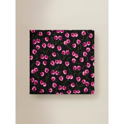 Black & Purple Cherry Print Super-Soft Throw - 120 x 150 cm