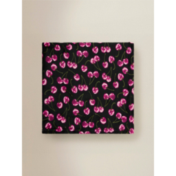 Black & Purple Cherry Print Super-Soft Throw  - 120 x 150 cm