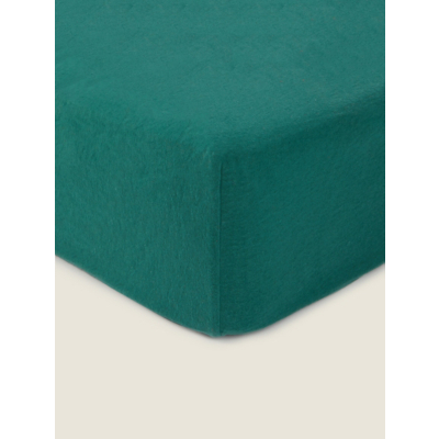 Green Deep Brushed Cotton Plain Fitted Sheet