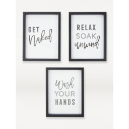 Black Bathroom Slogan Framed Print 3-Pack