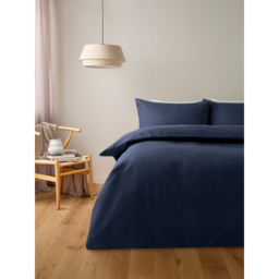 Navy Mini Scallop Pinsonic Duvet Set