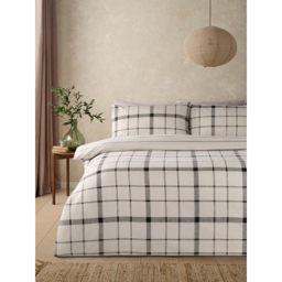 Natural Snug Check Brushed Cotton Reversible Duvet Set