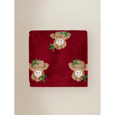 Christmas Highland Cow Super Soft Throw 120x150cm by George at