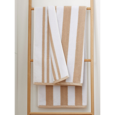 Bianca Natural Reversible Stripe Cotton Jacquard Towel Range