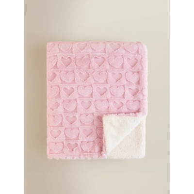 Pink Heart Texture Sherpa Blanket - 120 x 150 cm