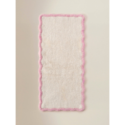 Cream & Pink Scalloped Cotton Runner Bath Mat