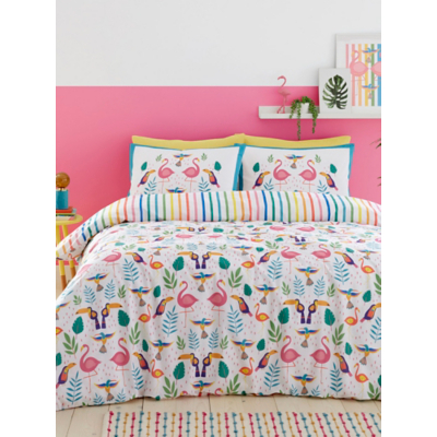 Fusion Tropical Flamingo Pink Duvet Cover Set