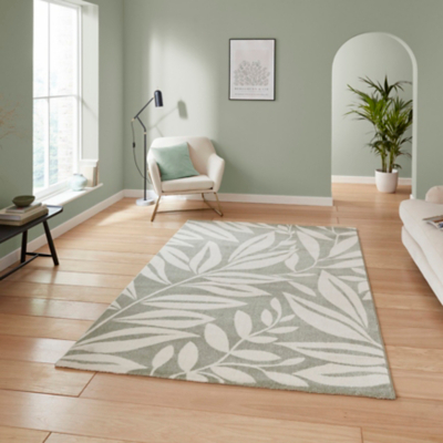Catherine Lansfield Sage Sorral Leaves Botanical Rug