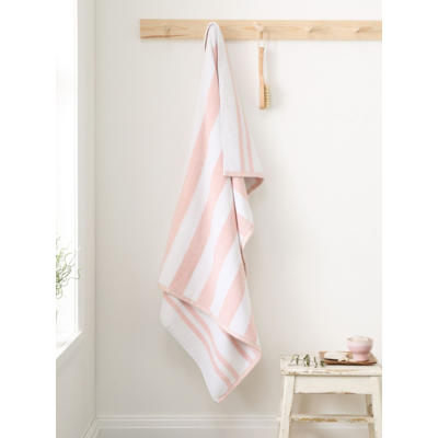 Bianca Blush Reversible Stripe Cotton Jacquard Towel Range
