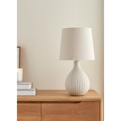 Fluted Linen Large Table Lamp