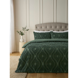 Dark Green Tufted Microfiber Duvet Set