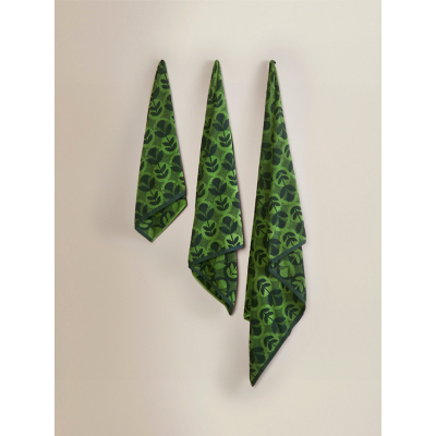 Green Geometric Bud Cotton Towel Range