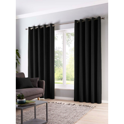 Fusion Black Sorbonne Eyelet Curtains