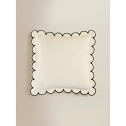 Black & White Slub Scallop Cushion