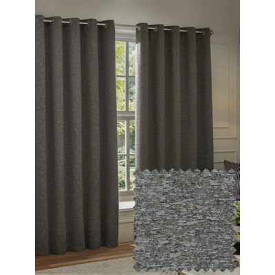 Paoletti Charcoal Galaxy Lined Chenille Eyelet Curtains