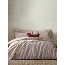 Hebden Dark Red Mélange Stripe 100% Cotton Duvet Cover Set