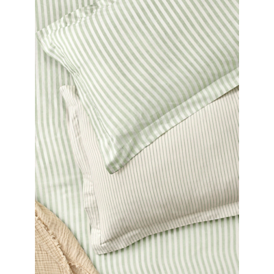 Hebden Light Green Mélange Stripe 100% Cotton Pillowcase Pair
