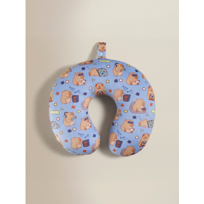 Blue Capybara Travel Pillow
