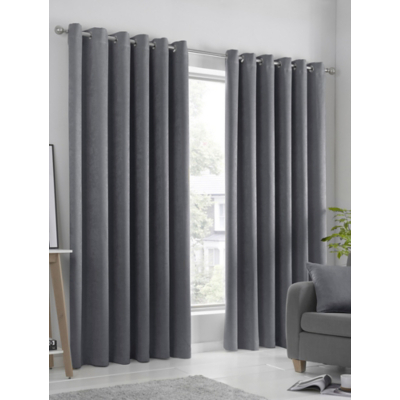 Fusion Strata Thermal Dim-Out Eyelet Curtains in Charcoal