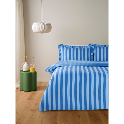 Blue Box Pleat Striped Duvet Set