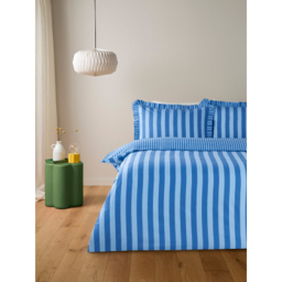 Blue Box Pleat Striped Duvet Set
