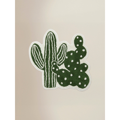 Green Cactus Cotton Bath Mat