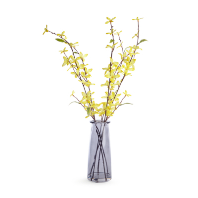Yellow Forsythia Arrangement In Bottle Vase