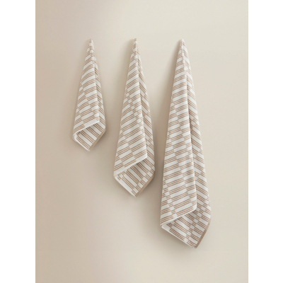 Natural Stripe Checkerboard Cotton Towel Range