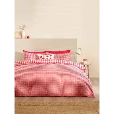 Catherine Lansfield Red Bamford Gingham Duvet Cover Set
