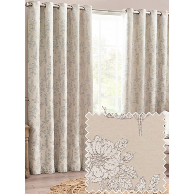 Wylder Nature Natural Sophia Floral Jacquard Eyelet Curtains