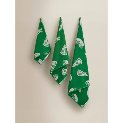 Green Pizza & Hot Dog Cotton Towel Range