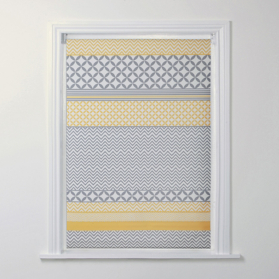 A-International Grey & Yellow Geometric Blackout Blind